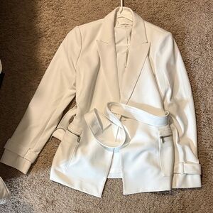 Calvin Klein Women's White Blazer with Belt